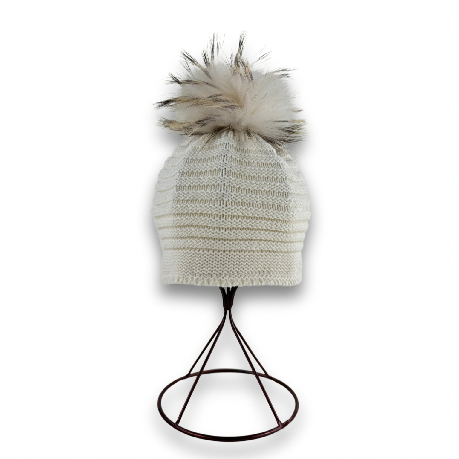 Wool and Cashmere Ribbed Pom Pom Hat - Main Image
