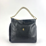 Contrast Trim Medium Bucket Bag Black White- Big Bag NY