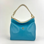 Contrast Trim Medium Bucket Bag Light Blue White - Big Bag NY