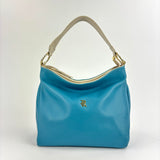 Contrast Trim Medium Bucket Bag Light Blue White - Big Bag NY