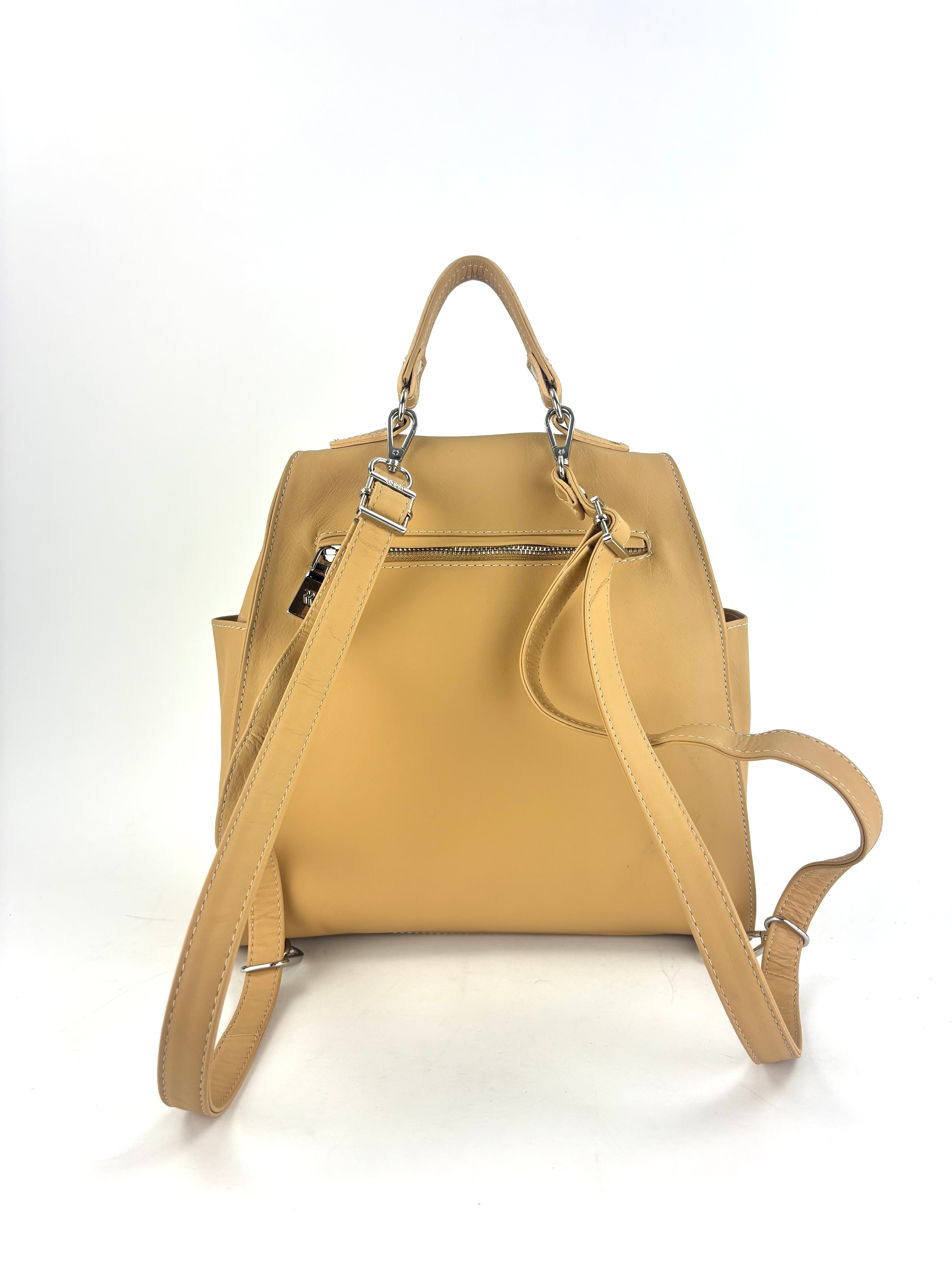 Ultrasmooth Calf Leather Box Backpack Camel - Big Bag NY