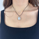 Danielle Welmond Rainbow Moonstone on Leather Pendant - Big Bag NY