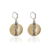 Tat2 Vintage Silver Mini Wilhelmina Coin and Crystal Bar Earrings - Big Bag NY