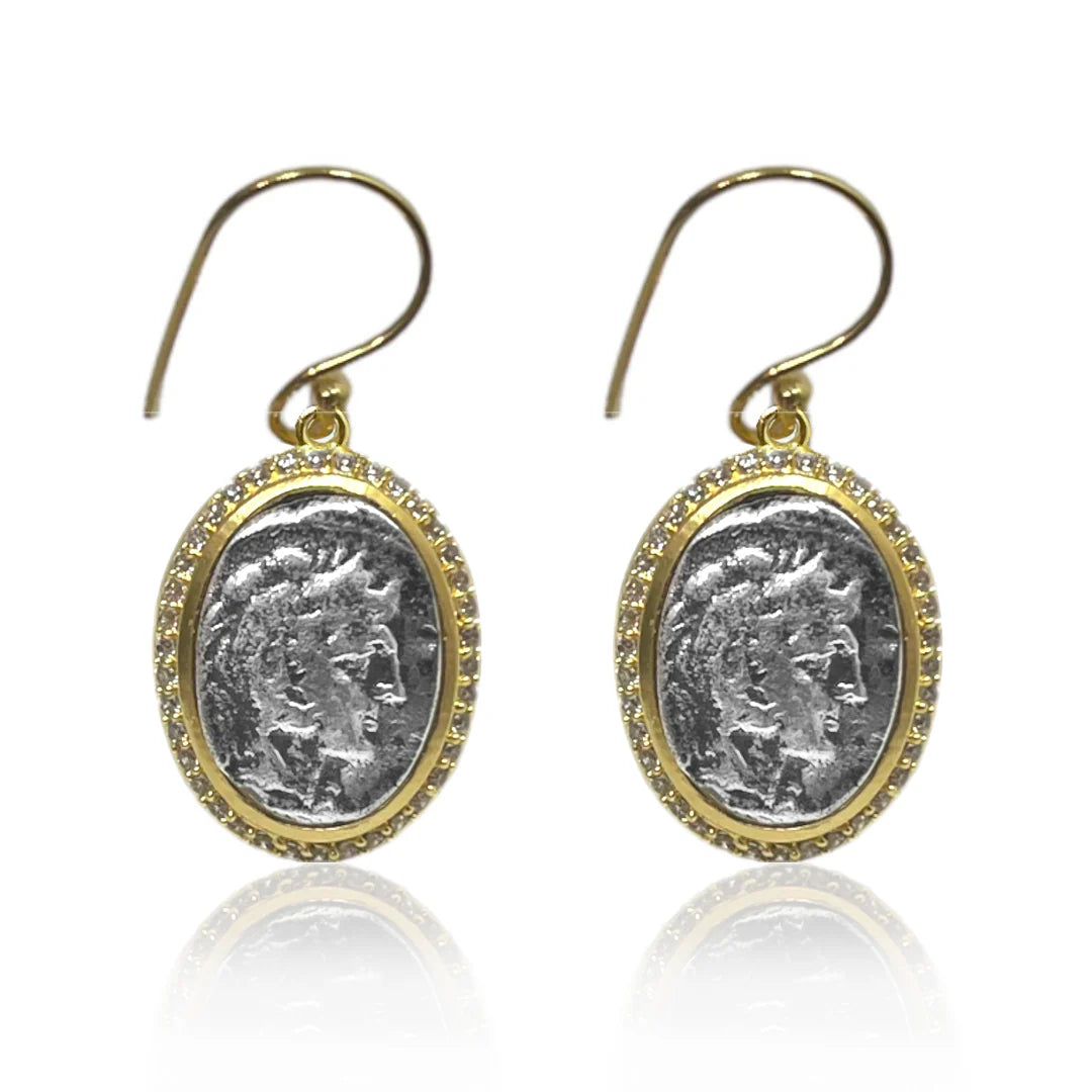 Mixed Metal MONETA Coin Earrings – Big Bag - Main Image