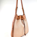 LORISTELLA Zoe Raffia and Leather Draw-String Tote Cuoio - Big Bag NY