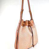 LORISTELLA Zoe Raffia and Leather Draw-String Tote Cuoio - Big Bag NY