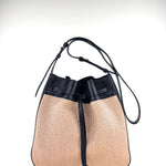 LORISTELLA Zoe Raffia and Leather Draw-String Tote Black - Big Bag NY