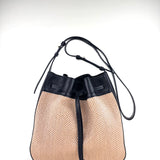 LORISTELLA Zoe Raffia and Leather Draw-String Tote Black - Big Bag NY