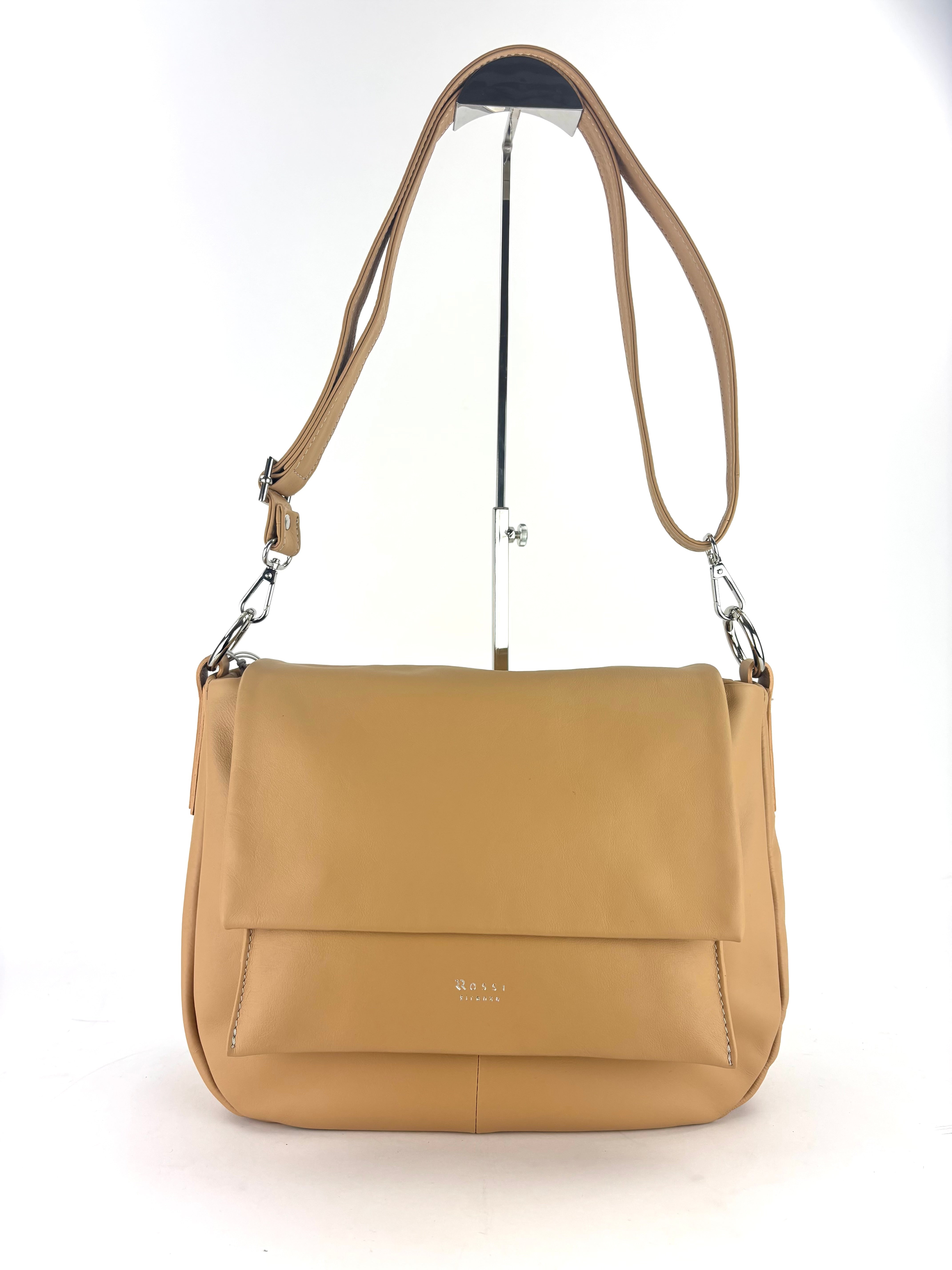Ultrasmooth Calfskin Multi Compartment Shoulder Bag Camel - Big Bag NY