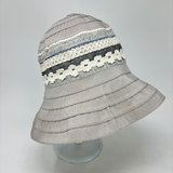Ferruccio Vecchi Flax Blend Flax Blend Cloche Hat with Crocheted Floral Detail - Big Bag NY