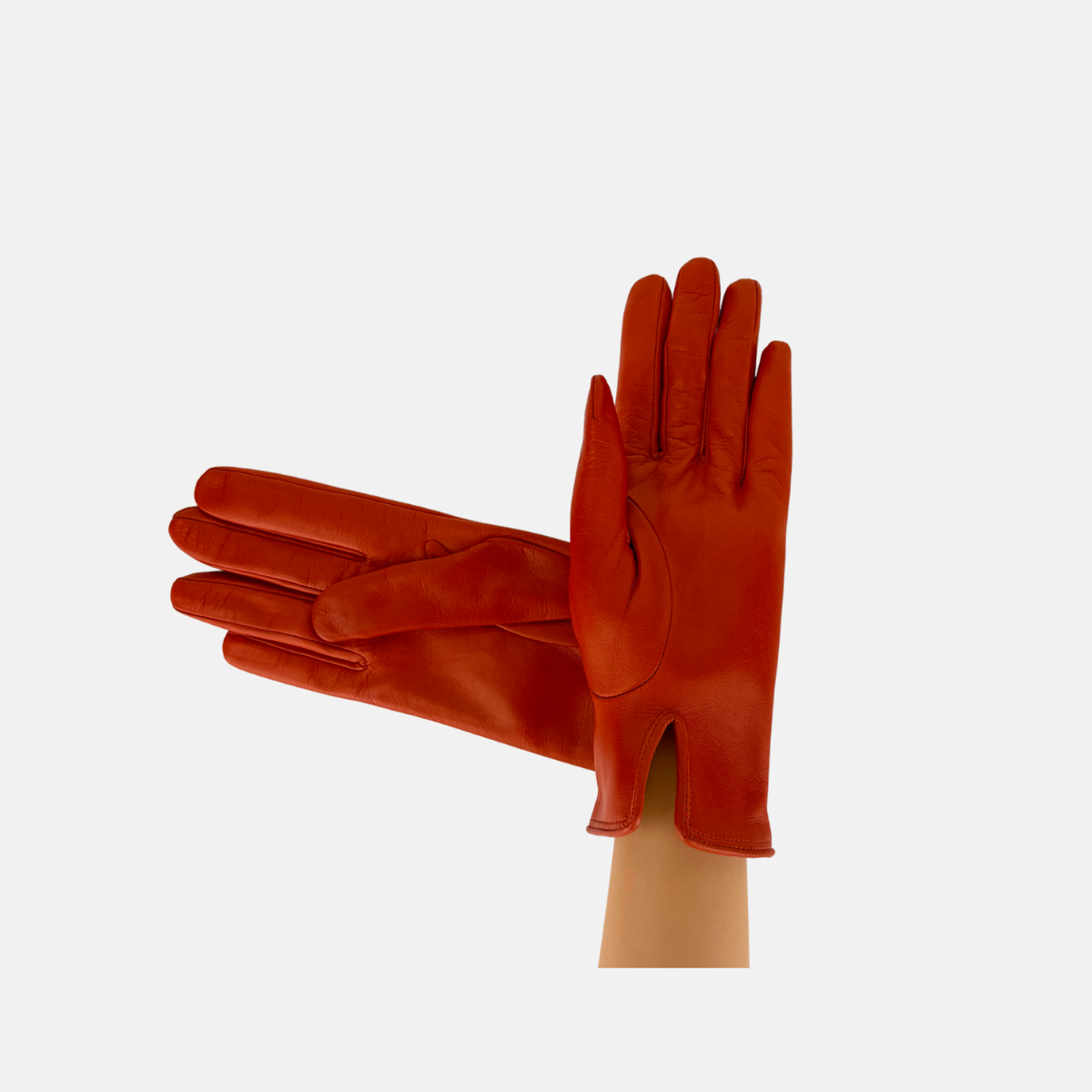 Gala Basic Soft Leather Gloves with Cashmere Lining in Brick3 - Big Bag NY