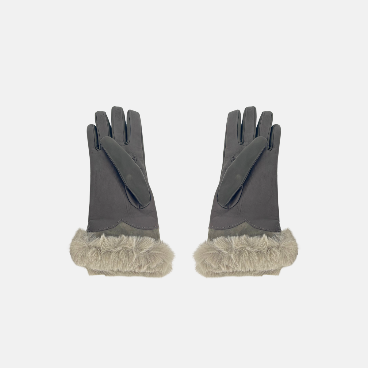 Gala Turned Fur Cuff Leather Gloves w/ Touchscreen Tech - Fango - Big Bag NY