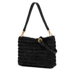 Gianni Chiarini Brenda Tweed Shoulder Bag with Detachable Crossbody Strap Black - Big Bag NY