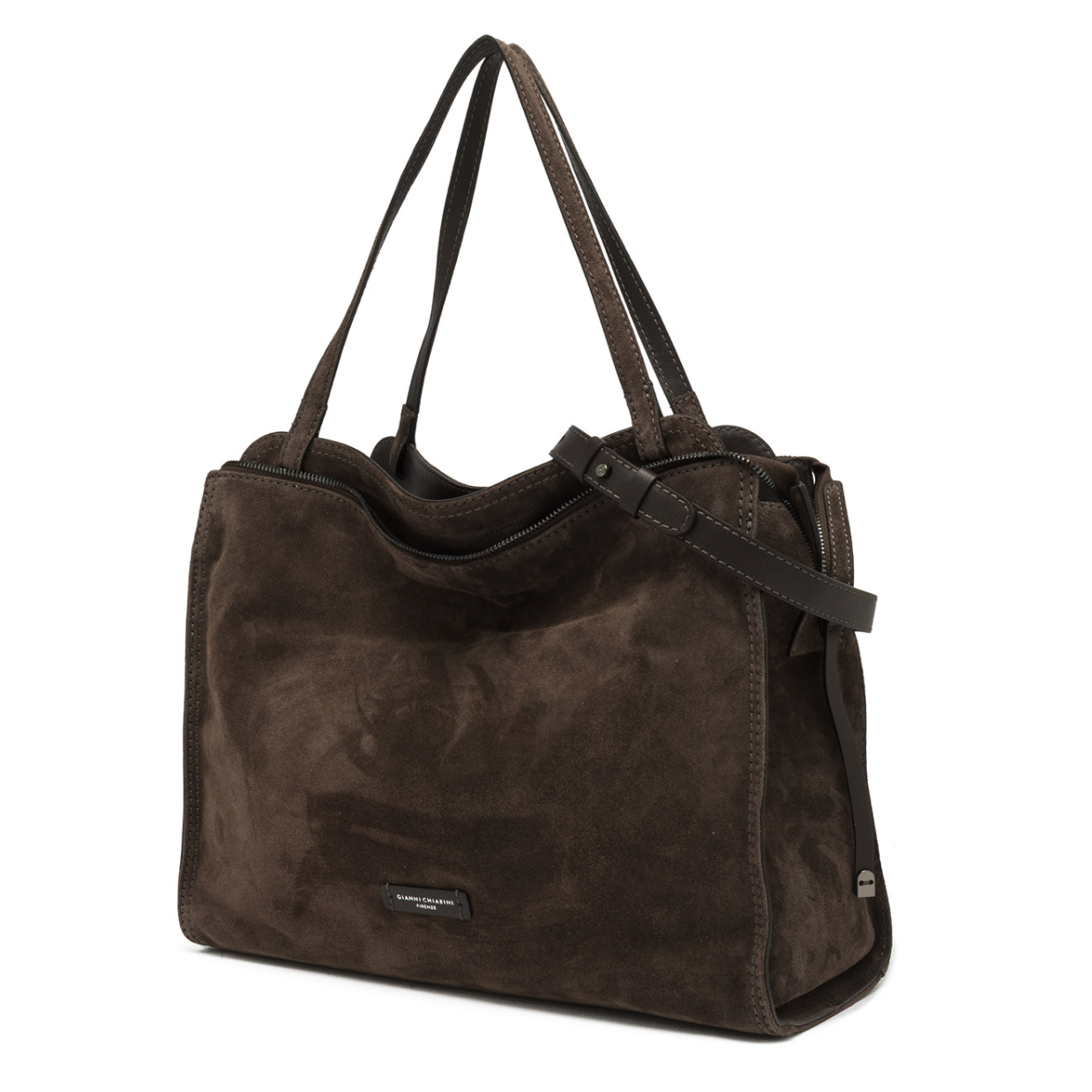 Gianni Chiarini Janie Suede Leather Bag - Moka- Big Bag NY