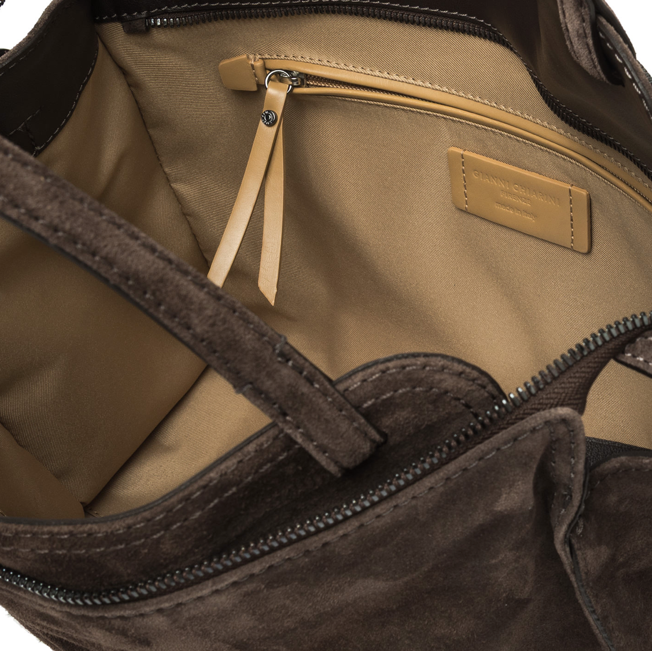 Gianni Chiarini Janie Suede Leather Bag - Moka- Big Bag NY