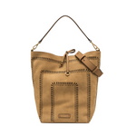 Gianni Chiarini Vanessa Large Suede Perforated Bucket Bag Peanut Butter - Big Bag NY
