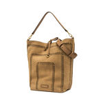 Gianni Chiarini Vanessa Large Suede Perforated Bucket Bag Peanut Butter - Big Bag NY