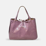 Gianni Chiarini Reversible Patent Leather and Woven Raffia Tote Lilac Purple - Big Bag NY