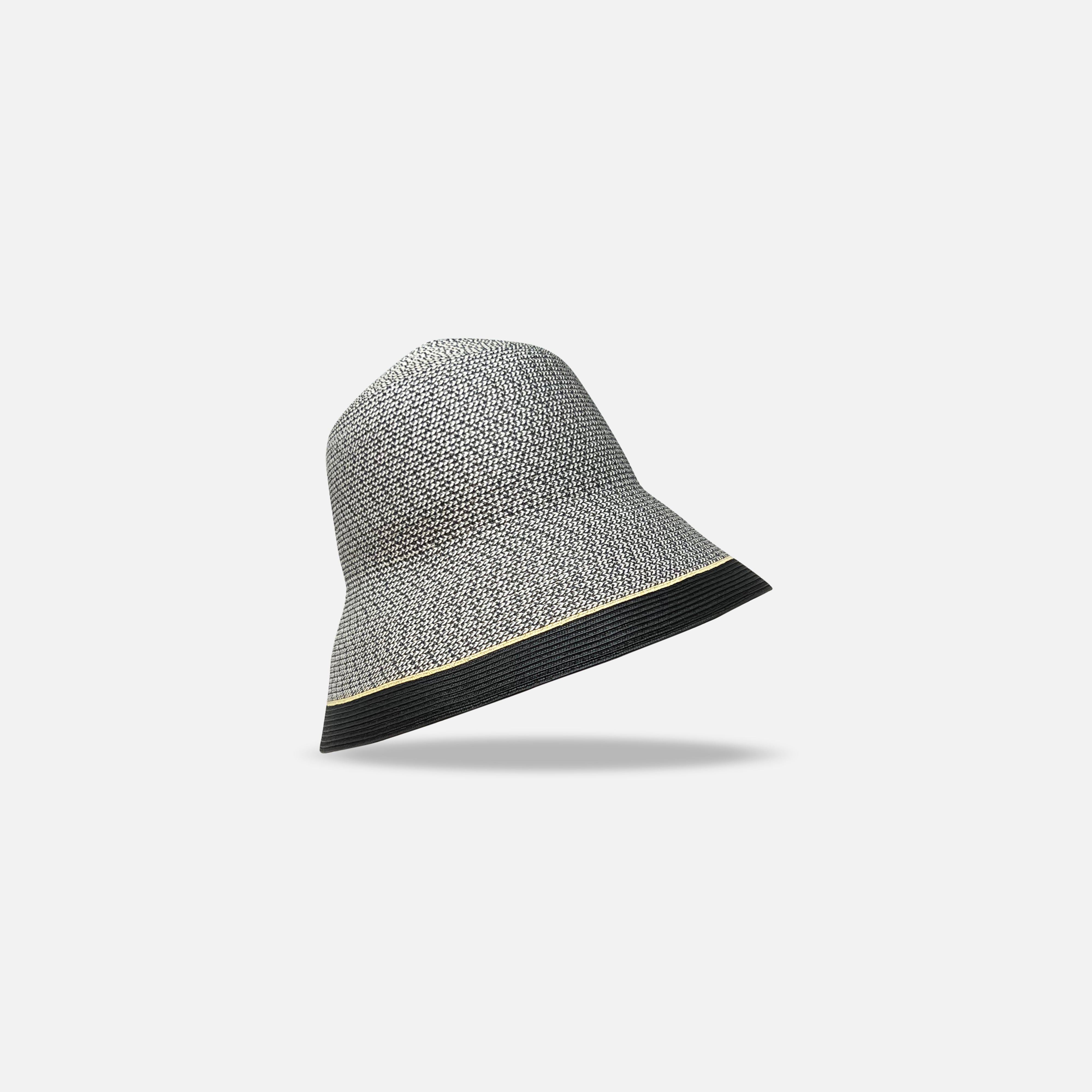 Ferruccio Vecchi Penelope Wide Brim Paper Hat with Contrast Trim Black - Big Bag NY