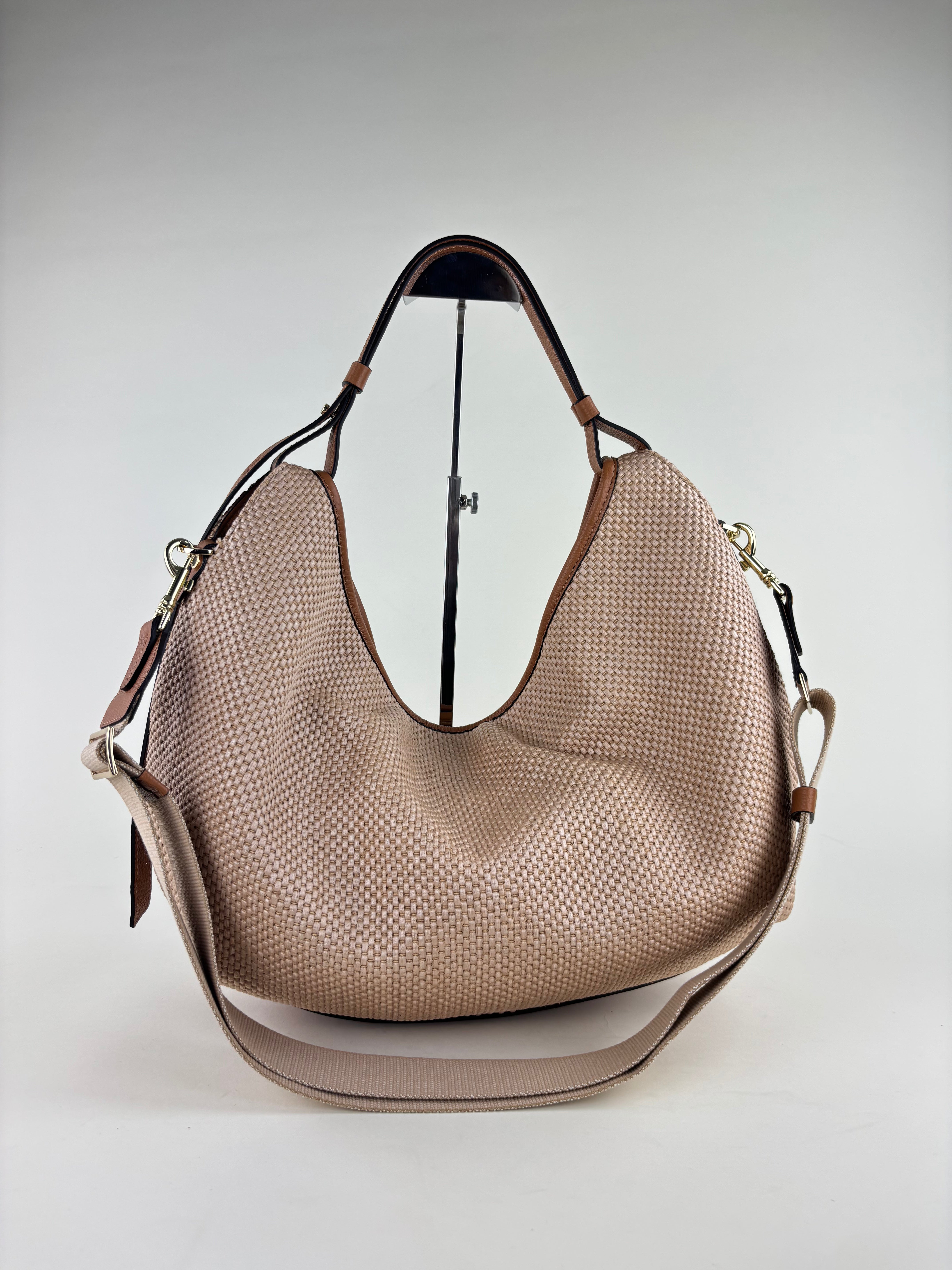LORISTELLA Jane Large Raffia Hobo Cuoio - Big Bag NY