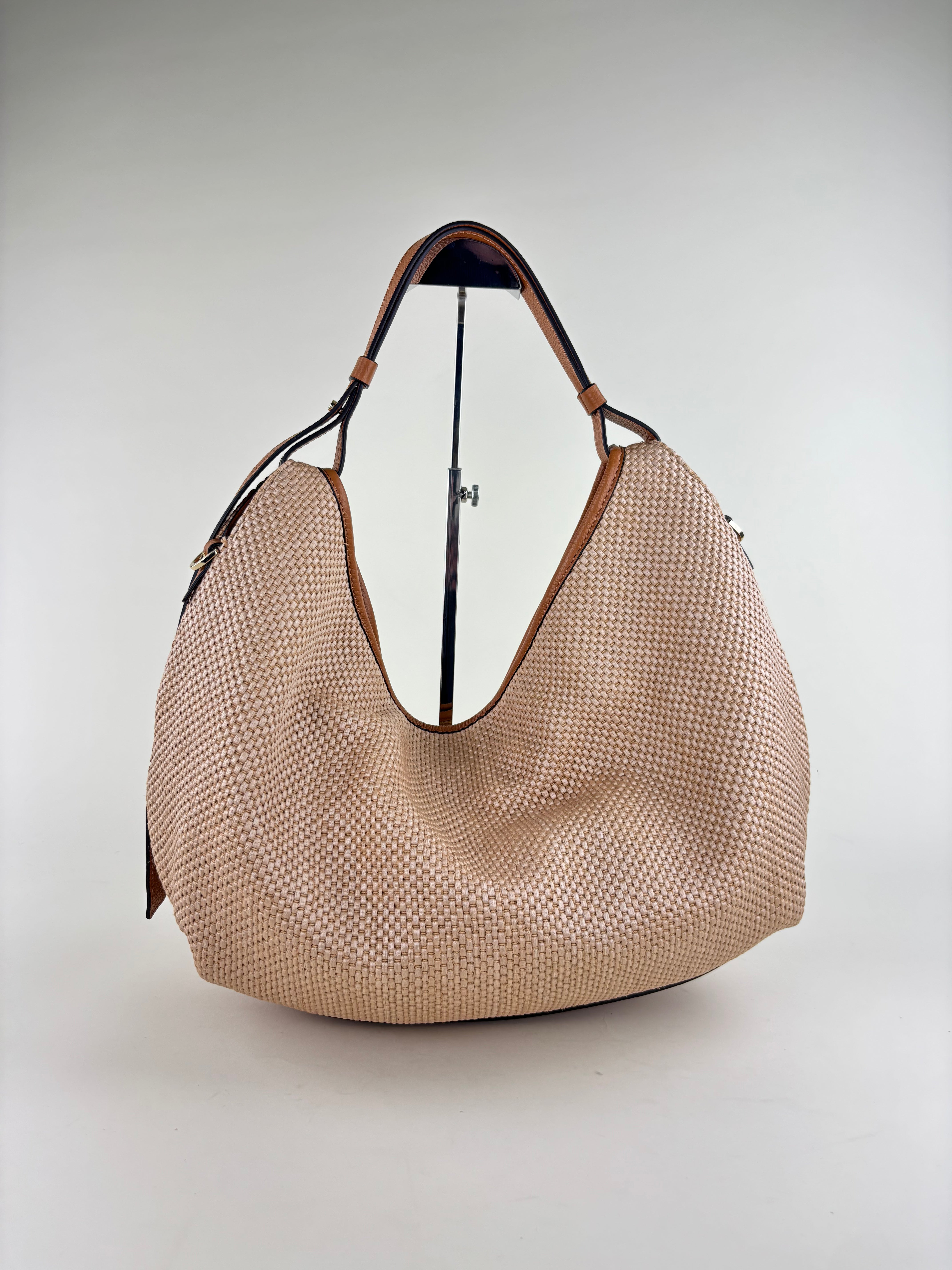 LORISTELLA Jane Large Raffia Hobo Cuoio - Big Bag NY