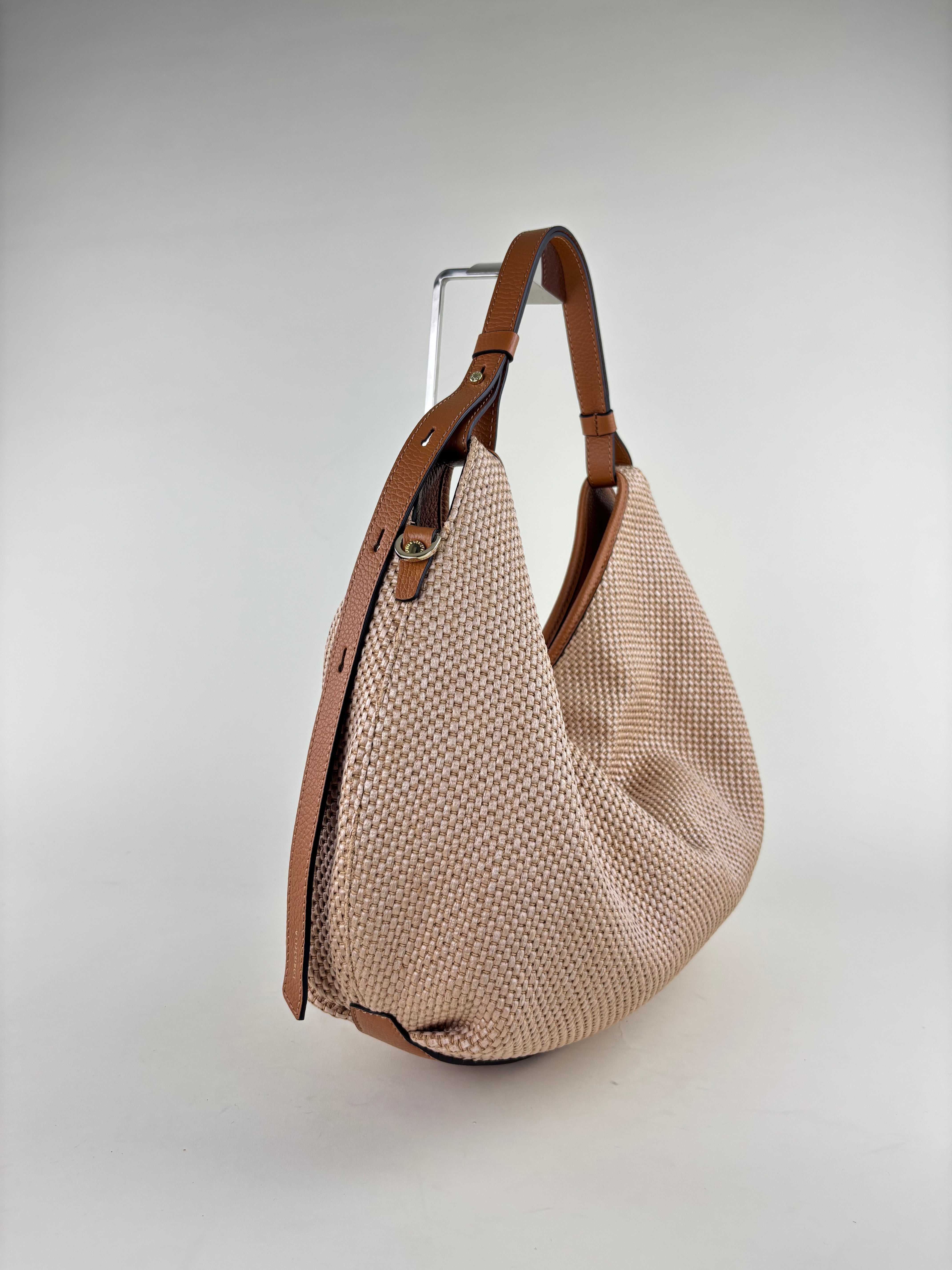 LORISTELLA Jane Large Raffia Hobo Cuoio - Big Bag NY