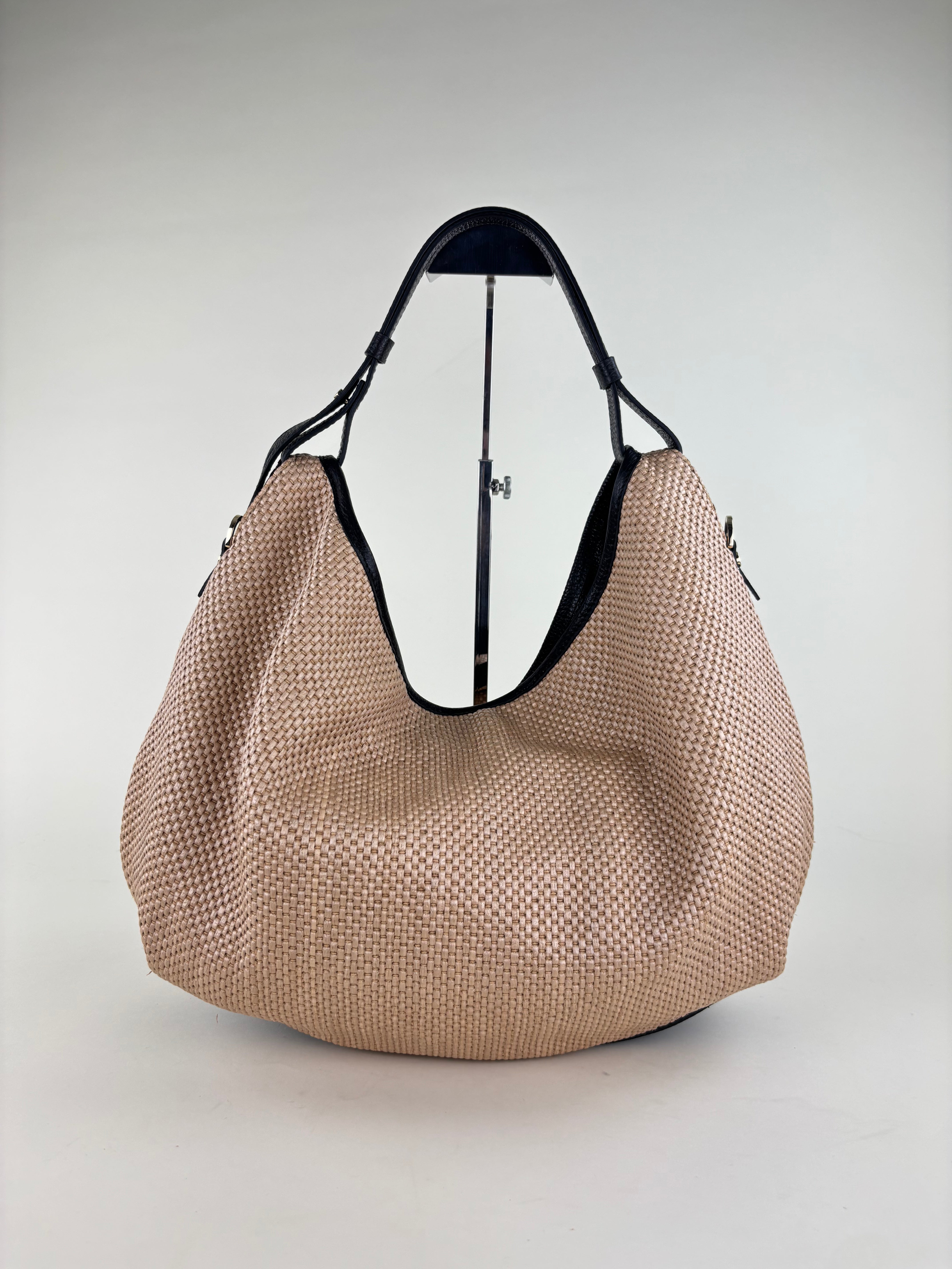 LORISTELLA Jane Large Raffia Hobo Black - Big Bag NY