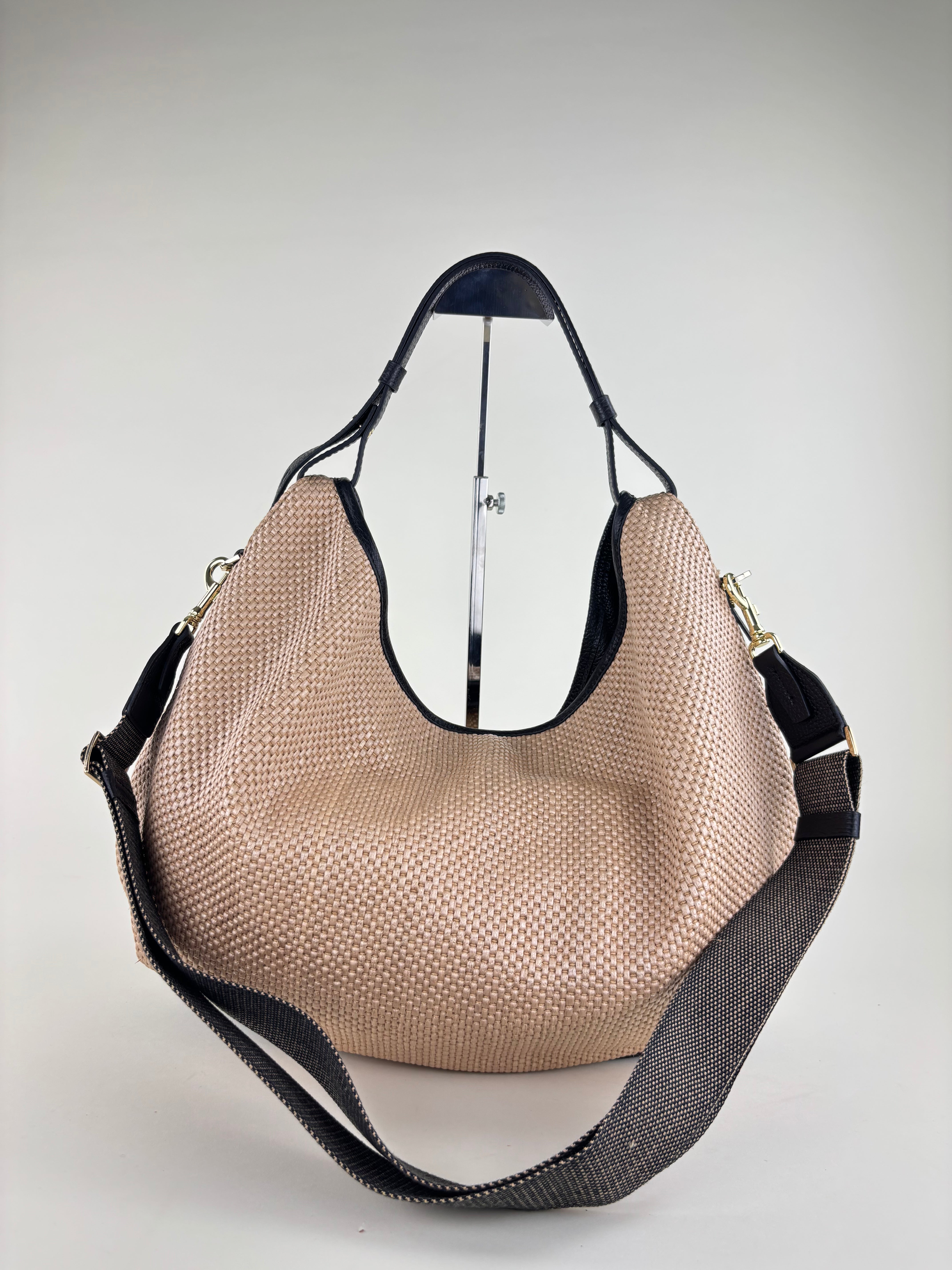 LORISTELLA Jane Large Raffia Hobo Black - Big Bag NY