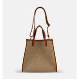 Laura DiMaggio Natural Shopper with Leather Trim in Tan - Big Bag NY