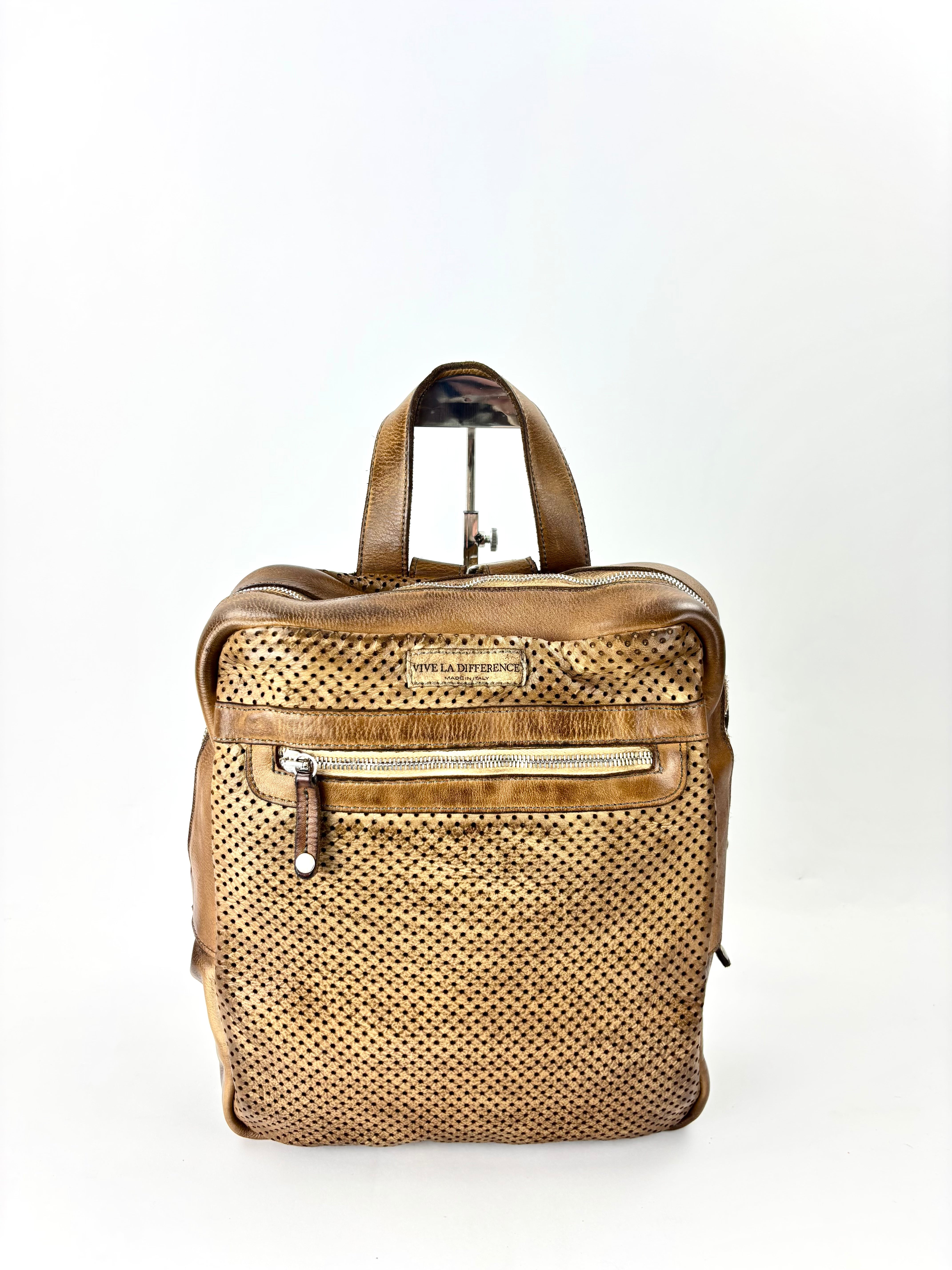 Vive La Difference FREELANCE DOTS Leather Backpack Bamboo - Big Bag NY