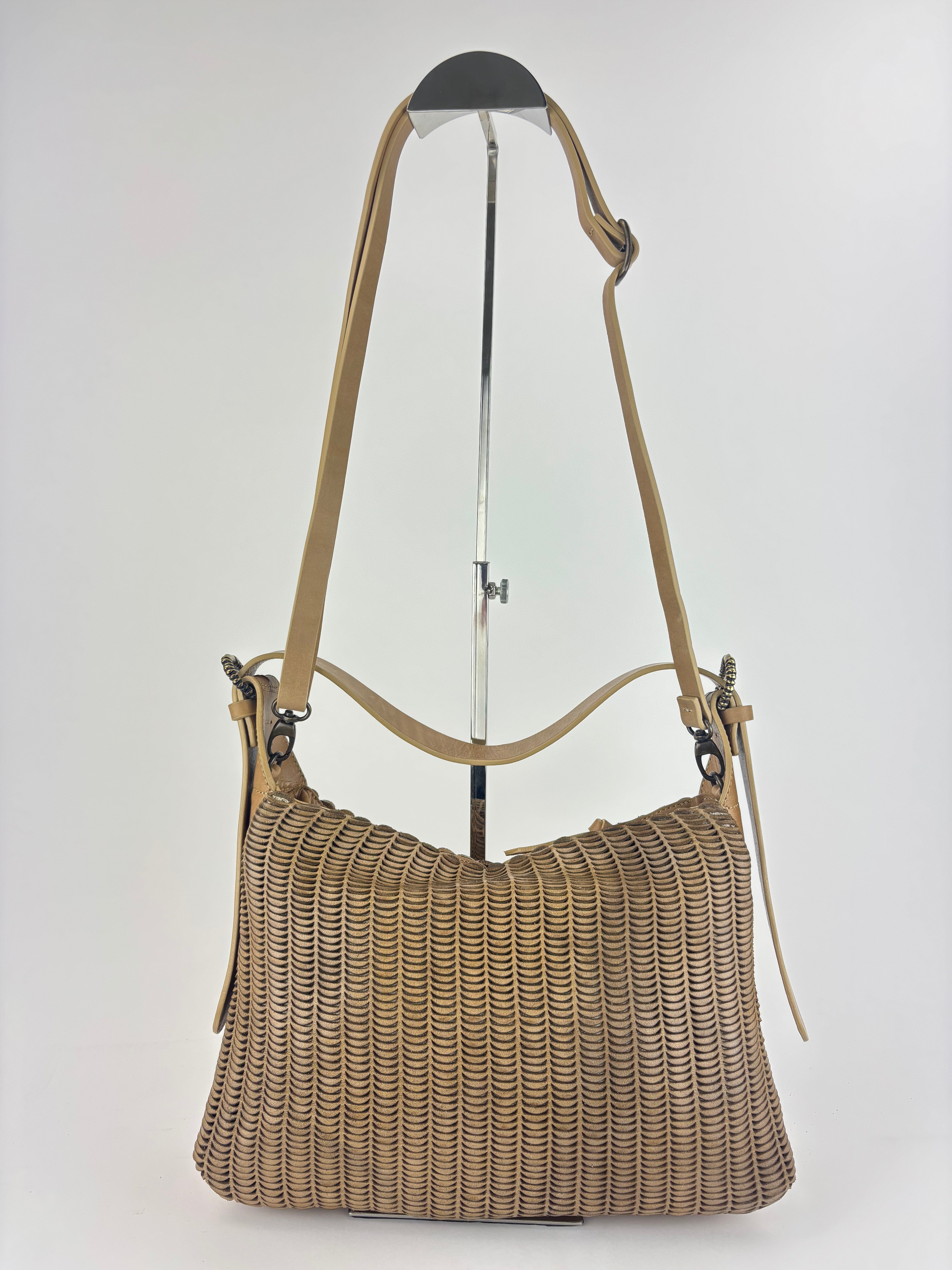 Reptile's House Lune Medium Shoulder Bag with Brass Buckle Beige - Big Bag NY