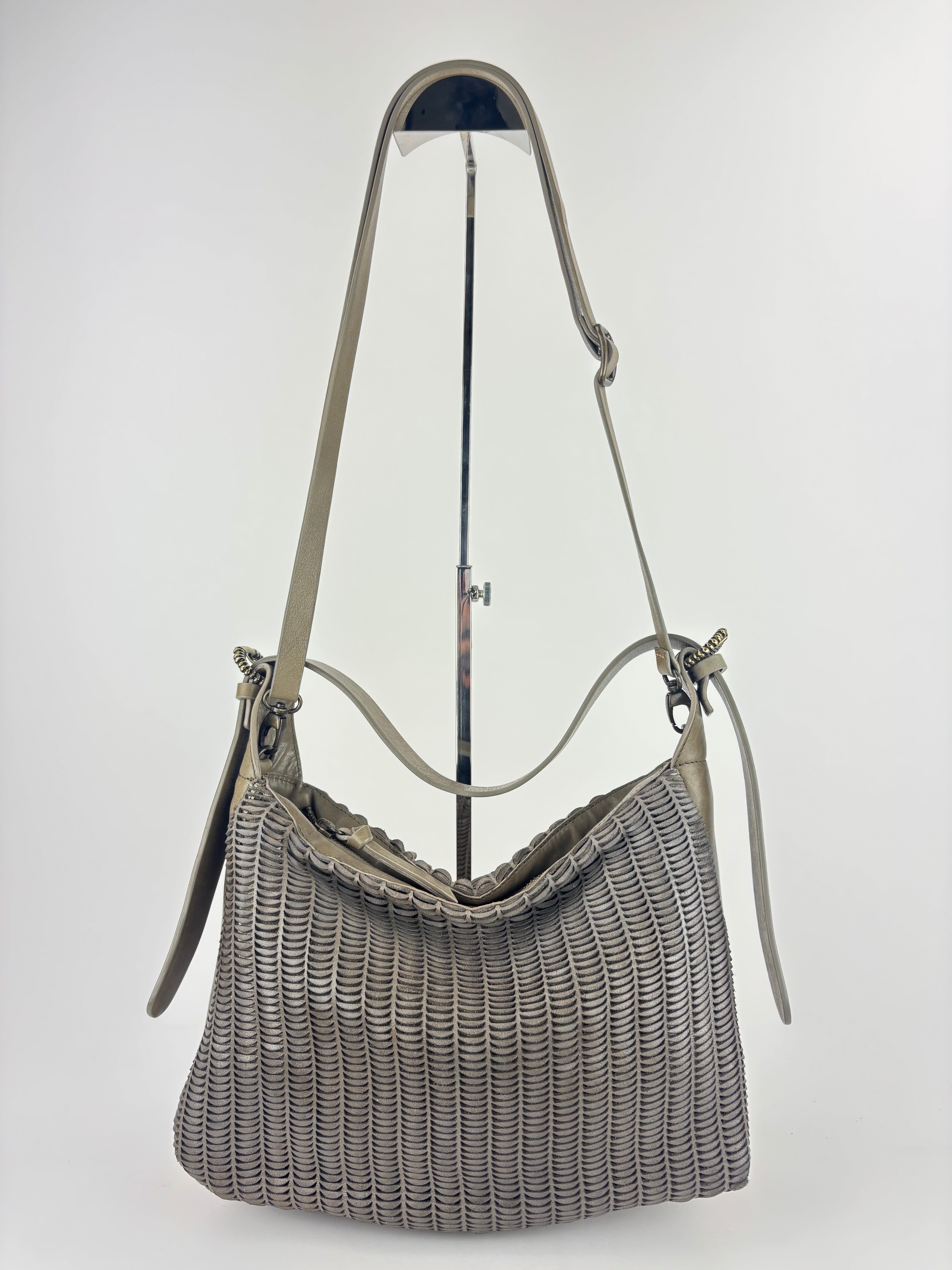 Reptile's House Lune Medium Shoulder Bag with Brass Buckle Stone - Big Bag NY