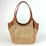 Marco Masi Raffia Mesh Zip Tote with Leather Side Pockets Tan - Big Bag NY