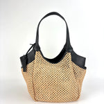 Marco Masi Raffia Mesh Zip Tote with Leather Side Pockets Black - Big Bag NY