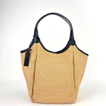 Marco Masi Contrast Flap Pocket Raffia Tote Black - Big Bag NY