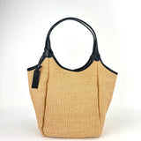 Marco Masi Contrast Flap Pocket Raffia Tote Black - Big Bag NY