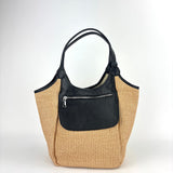 Marco Masi Contrast Flap Pocket Raffia Tote Black - Big Bag NY