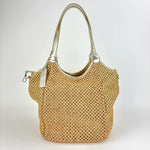 Marco Masi Metallic Gold Mesh Raffia Zip Shoulder Tote - Big Bag NY