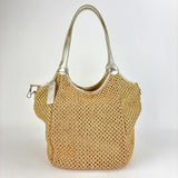 Marco Masi Metallic Gold Mesh Raffia Zip Shoulder Tote - Big Bag NY