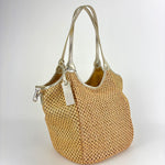 Marco Masi Metallic Gold Mesh Raffia Zip Shoulder Tote - Big Bag NY