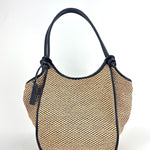 Marco Masi 2 Tone Raffia Tote with Knotted Handles Natural - Big Bag NY