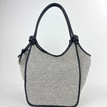 Marco Masi 2 Tone Raffia Tote with Knotted Handles White - Big Bag NY