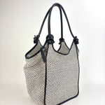 Marco Masi 2 Tone Raffia Tote with Knotted Handles White - Big Bag NY