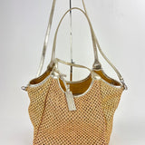 Marco Masi Metallic Gold Mesh Raffia Zip Shoulder Tote - Big Bag NY