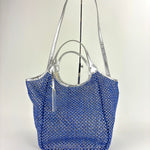 Marco Masi Metallic Silver and Blue Mermaid Raffia Mesh Shoulder Bag - Big Bag NY