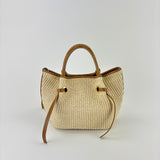 Visona Small GIULIA Raffia Double Handle Tassel Tote