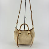 Visona Small GIULIA Raffia Double Handle Tassel Tote