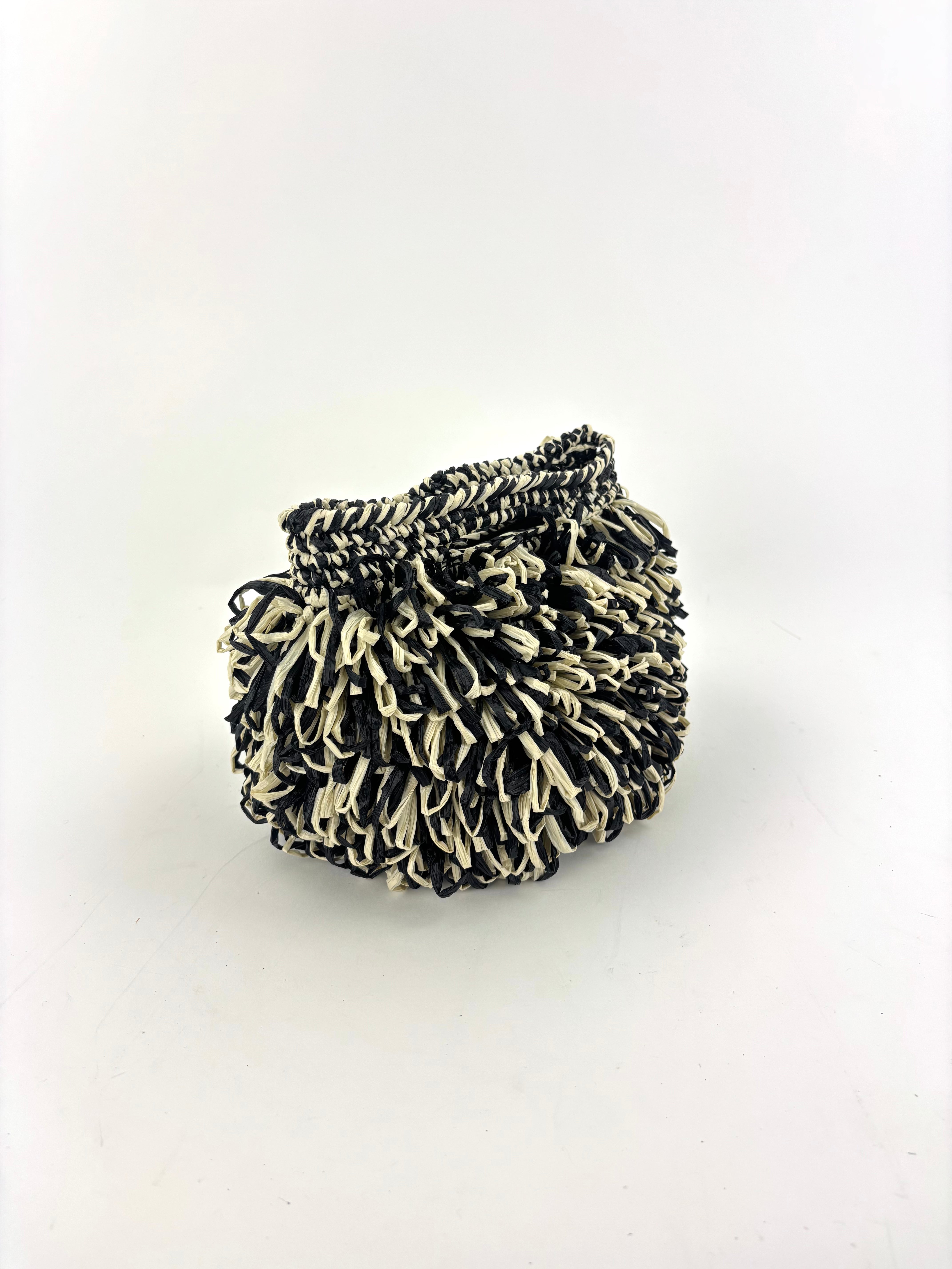Poof Clutch with Chain Strap in Black and White - Big Bag NY