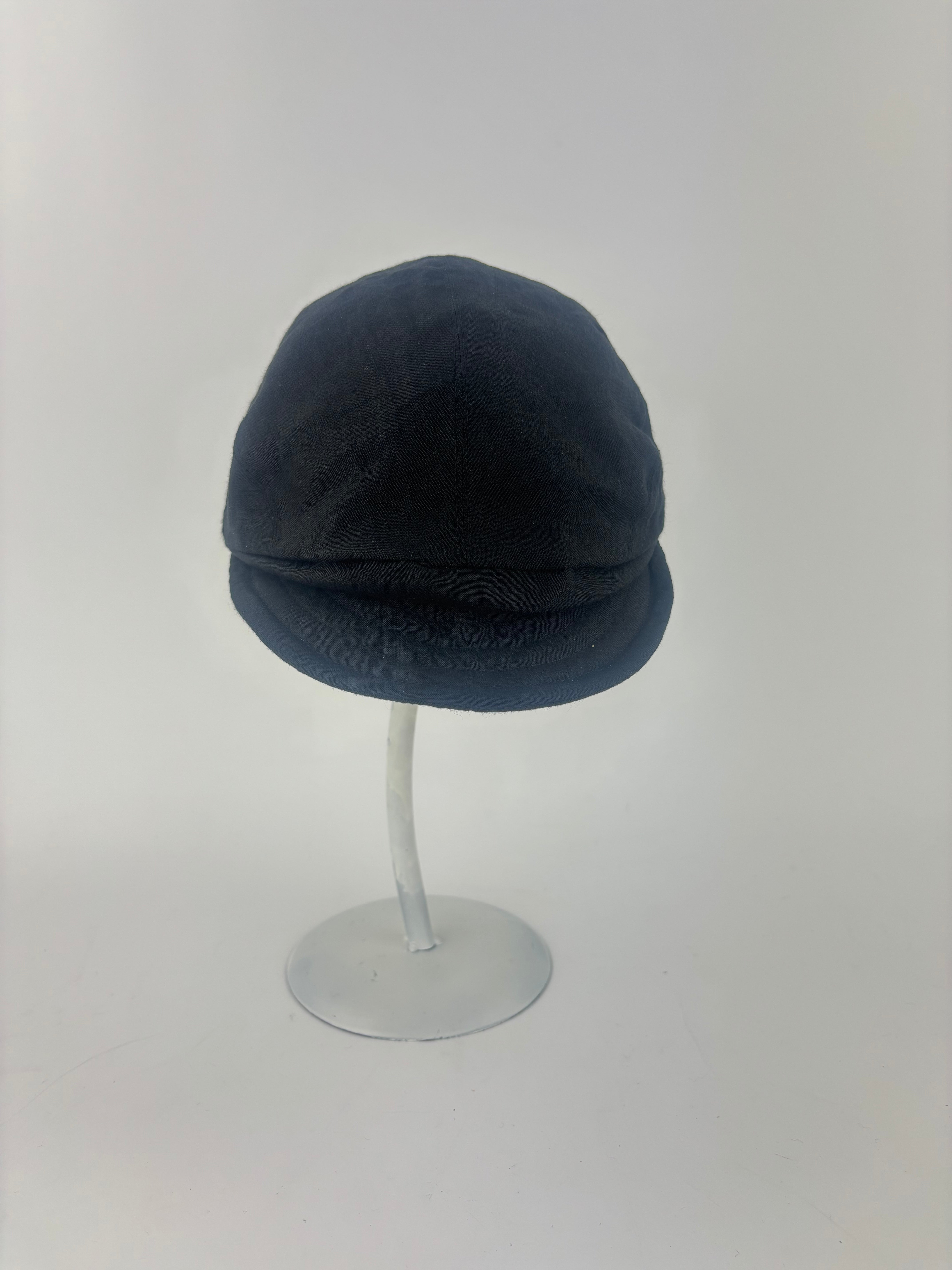QUIHNO Linen and Nylon Sun and Rain Flat Cap Black - Big Bag NY