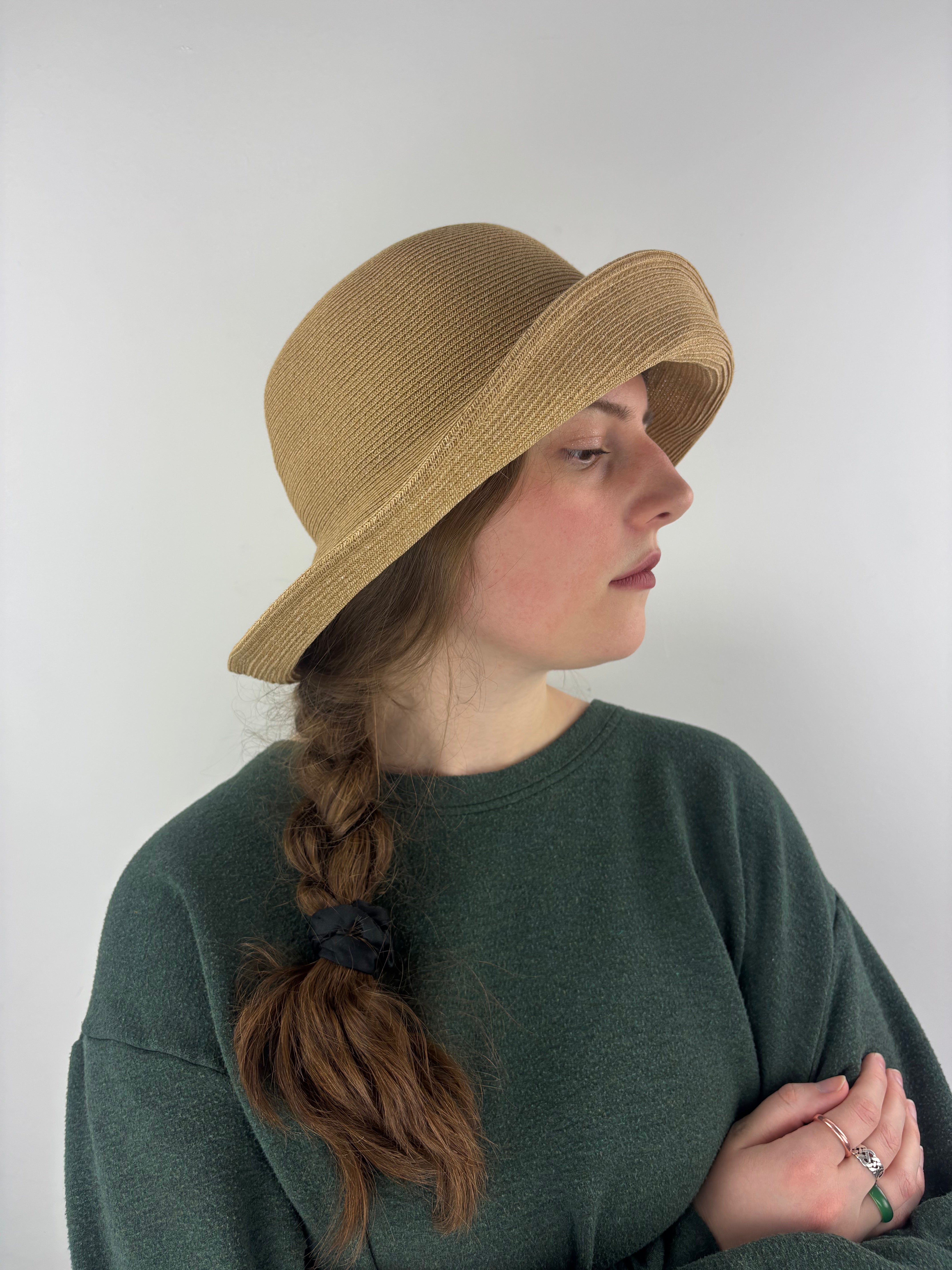 SERGE Straw Effect Wide Brim Foldable Floppy Hat Natural - Big Bag NY